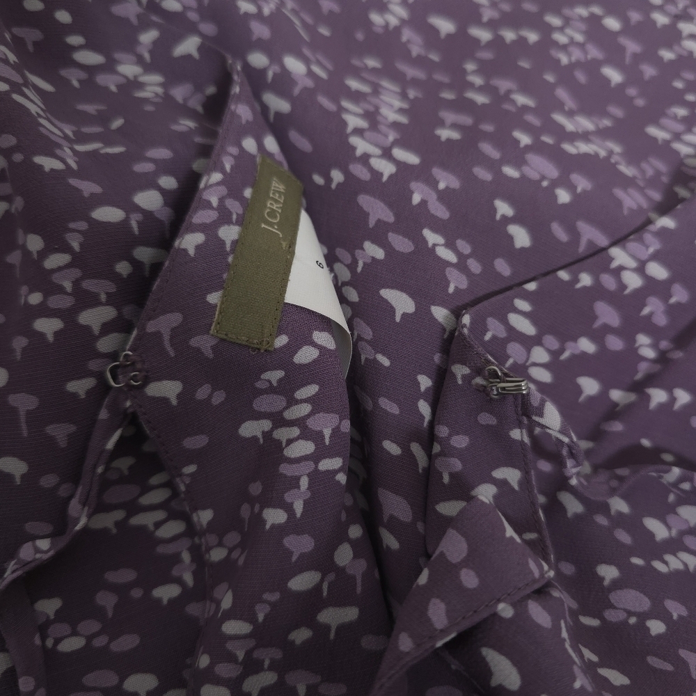 J. Crew Printed Rayon Purple Tie Back Dress Size 6 - Picture 11 of 12
